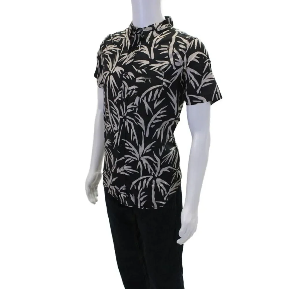 Banks Journal Mens Button Front Short Sleeve Grove Shirt Black Gray Size Small